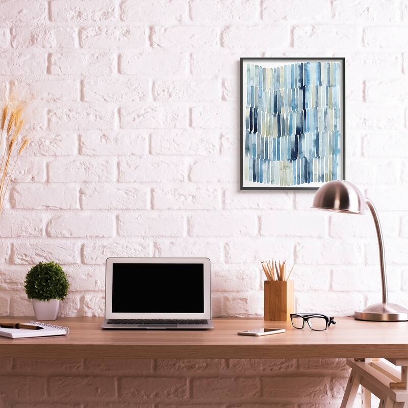 Stupell Nautical Inspired Abstraction Blue Beige Blocked Lines Framed Giclee Texturized Art by Grace Popp