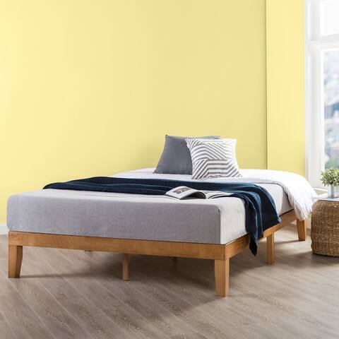 Classic Solid Wood Platform Bed Frame by Crown Comfort