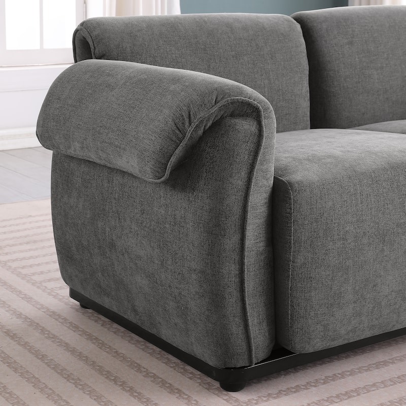 68.5" Chenille Modular Sofa - Fashionable Small Sectional with Iron Frame for Living Room, Bedroom