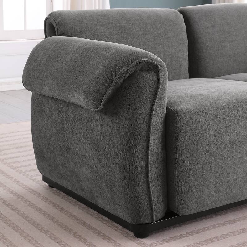 93" 4-Seater Chenille Modular Sofa - Fashionable Sectional with Iron Frame for Living Room