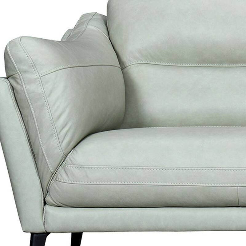 HomeRoots 87" Mint Green Leather Sofa With Black Legs
