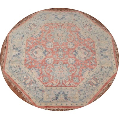 Heriz Serapi Indian Octagon Area Rug Handmade Wool Carpet - 5'10"x 5'10"