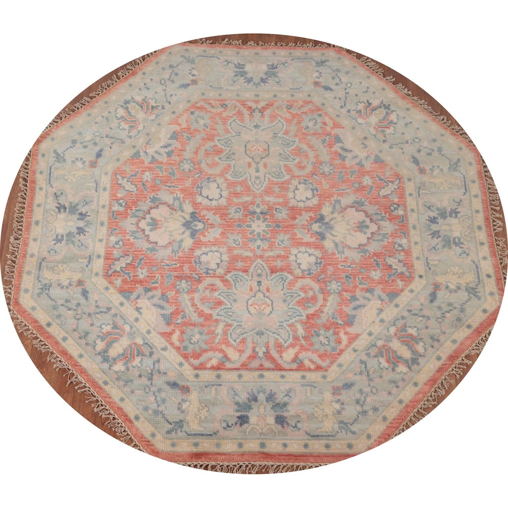 Heriz Serapi Indian Octagon Area Rug Handmade Wool Carpet - 5'10"x 5'10"