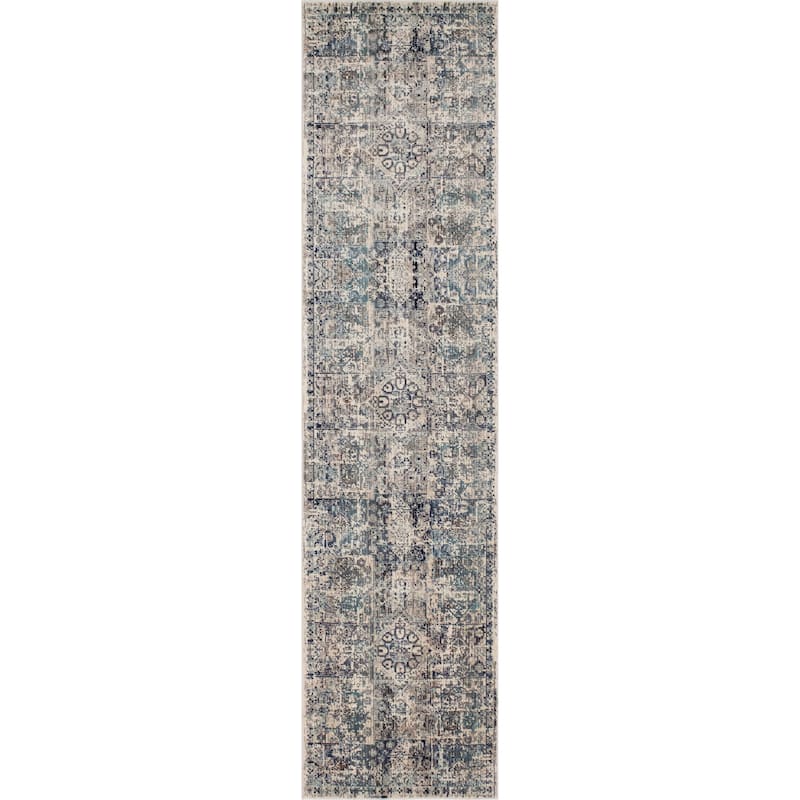Noori Rug Latif Tracey Rug - 2'6" x 10'0" Runner - Blue/Grey