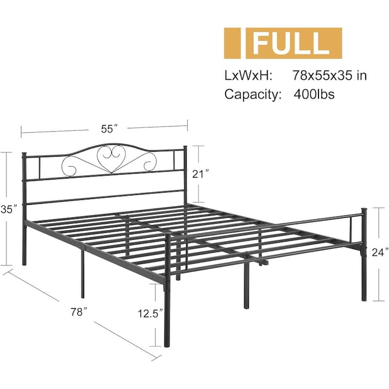 Victoria Metal Platform Bed Frames with Headboard