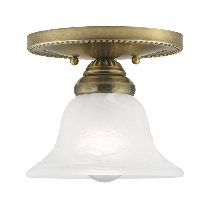 Livex Lighting 1-light Antique Brass Ceiling-mount Light, 1530-01 - 7" DIA X 6" H