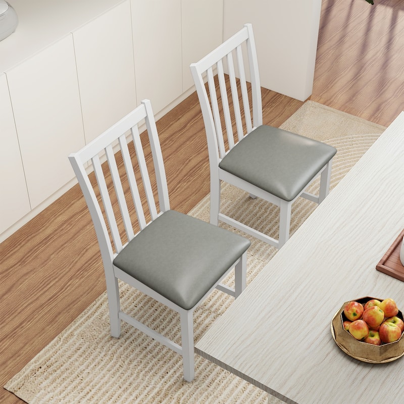 Gymax Wooden Dining Chair Set of 4 w/Rubber Wood Frame & Padded Seat &