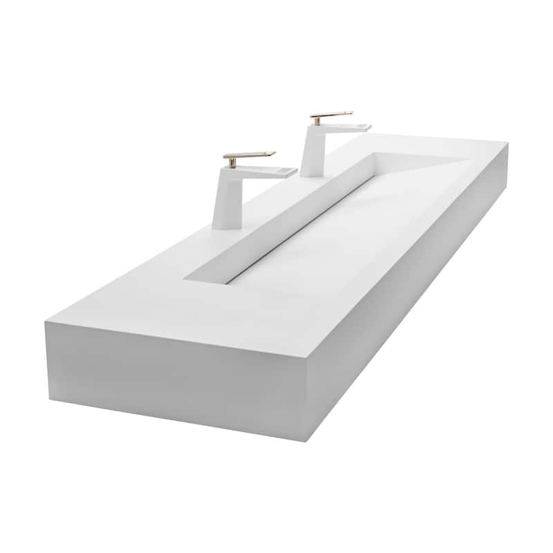 Audrey 36" - 72" Solid Surface Bathroom Vanity Top - 60" - White
