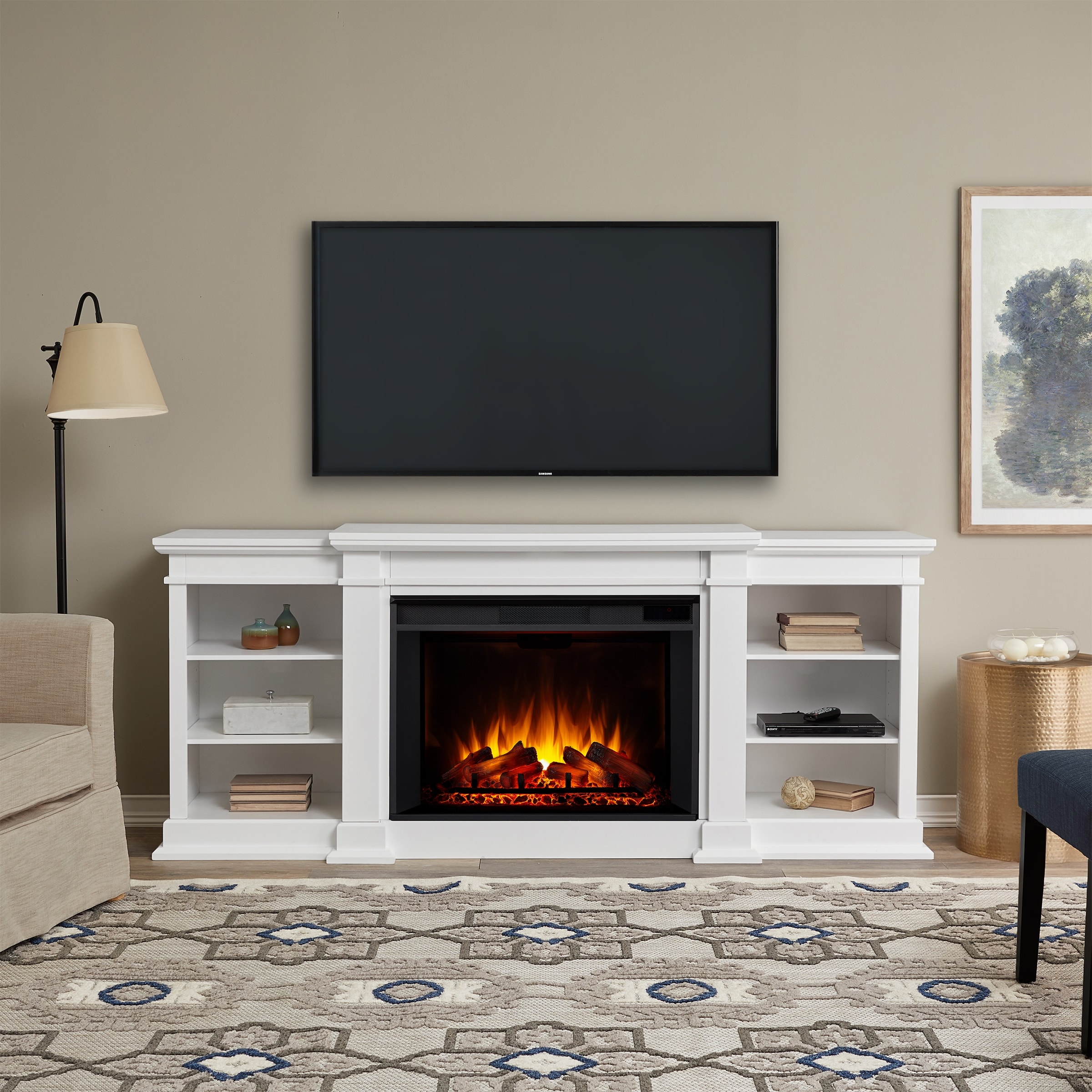 Real Flame Eliot Electric Grand TV Stand Fireplace 81"