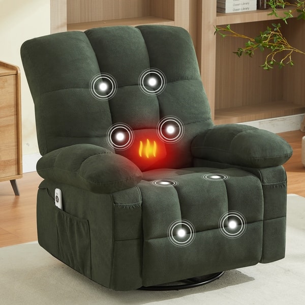 Massage Swivel Recliner Chair with Vibration Massage and Lumbar Heating for  Adults,350LBS Oversized Rocker Recliner Single Sofa - On Sale - Bed Bath &  Beyond - 43278936
