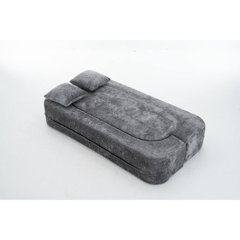 3-Seater Convertible Sofa Bed, Chenille Fabric Sleeper Sofa, High-Density Sponge Daybed, No Assembly Required
