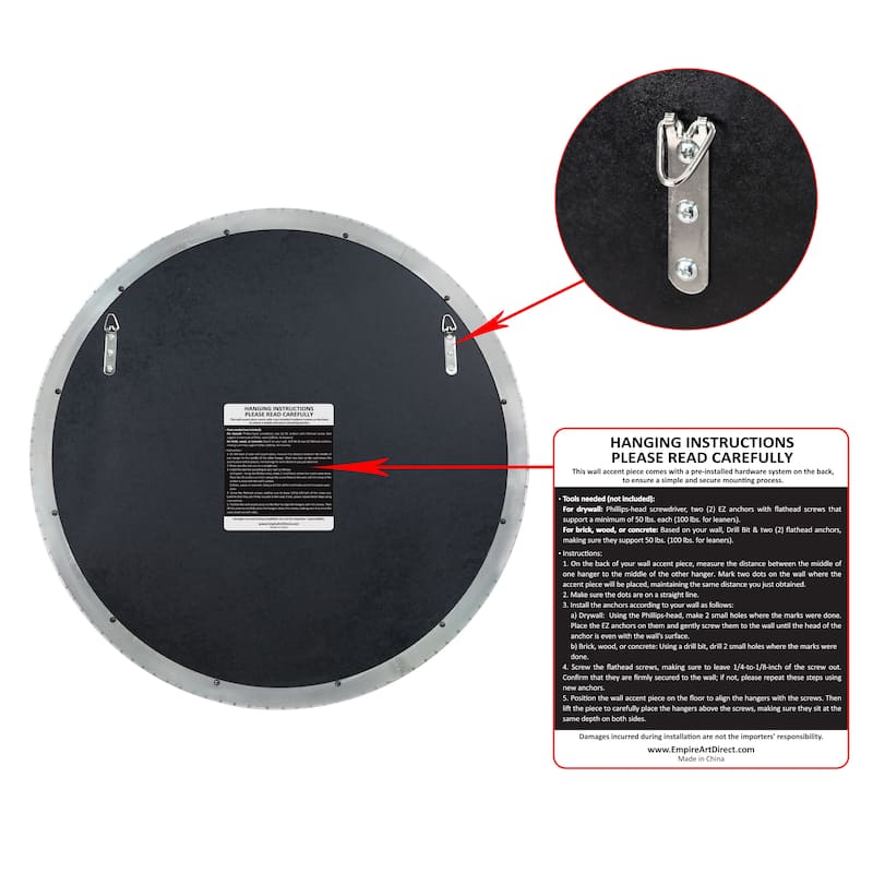 Ultra Stainless Steel Round Wall Mirror- 30"x30"