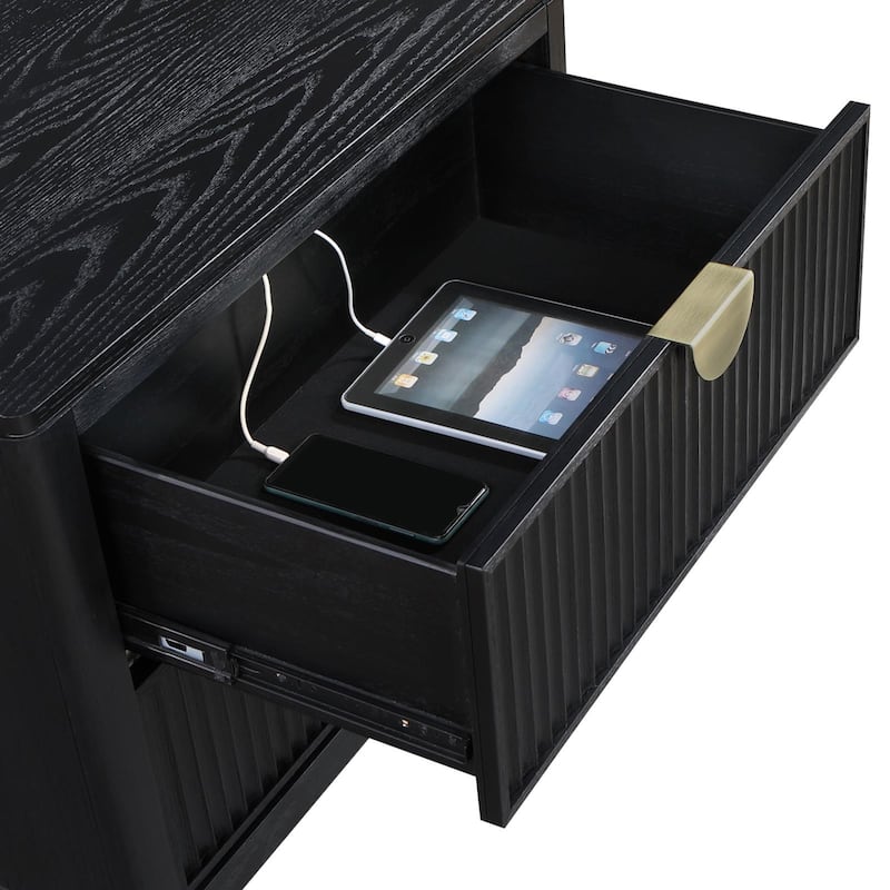 Mason Black 2-Drawer Nightstand
