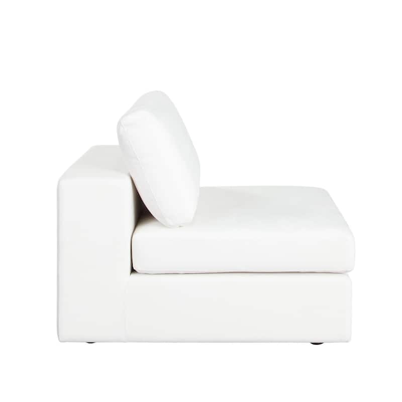 Lipi Modular Armless Chair, Plush Mist White, 41 Inch Solid Wood Frame