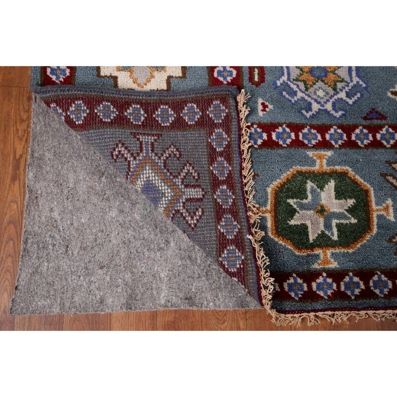 Blue Kazak Rug Hand-Knotted Wool Carpet - 8'0" x 9'11"