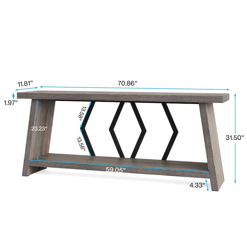 70.86-inch Wood Sofa Console Accent Table for Entryway