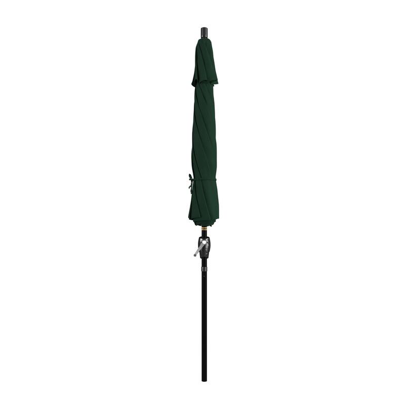 California Umbrella 9' Round Crank Lift Push Button Tilt Black Aluminum Patio Umbrella with Olefin Royal Blue Fabric