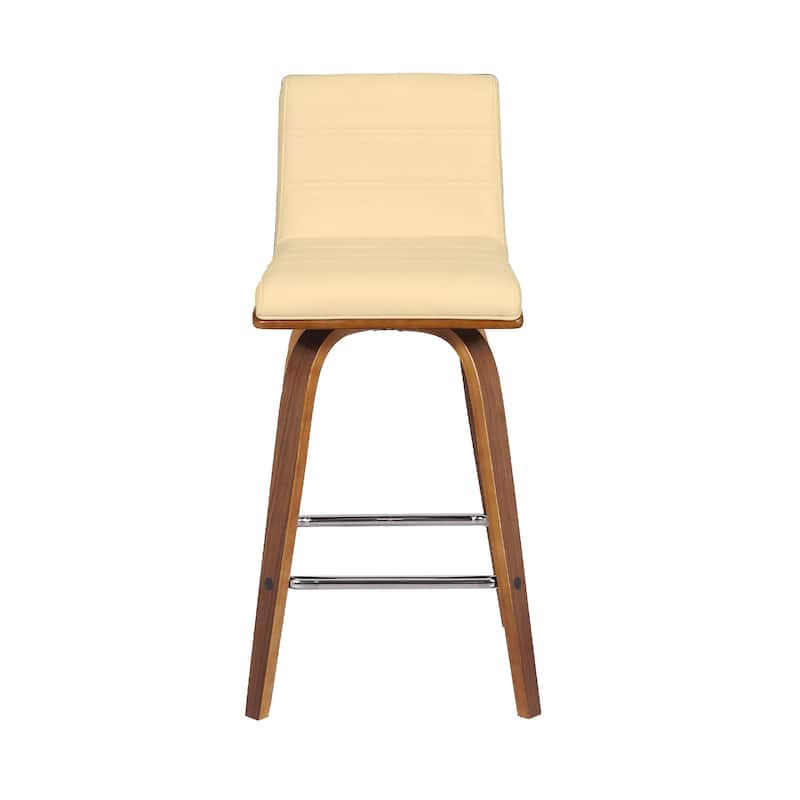 Skara Mid-Century Swivel Counter Stool, Upholstered Counter Height Chair with Bentwood Legs