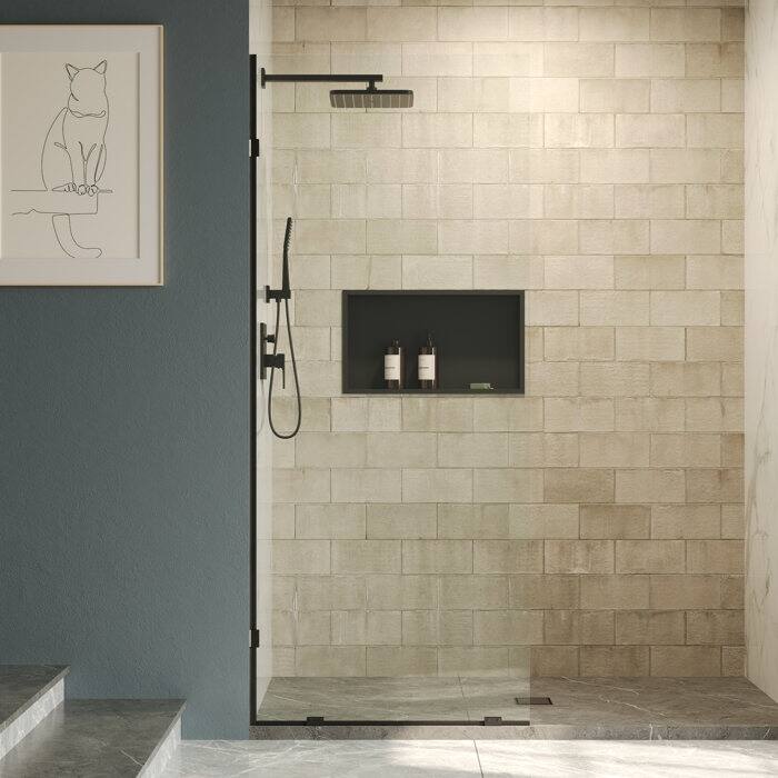 DeerValley 32"×78" Single Fixed Glass Panel For Shower, Thick Frameless Tempered Safety Glass Shower Screen