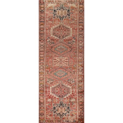 Tribal Geometric Gharajeh Persian Runner Rug Handmade Wool Carpet - 2'9"x 11'1"