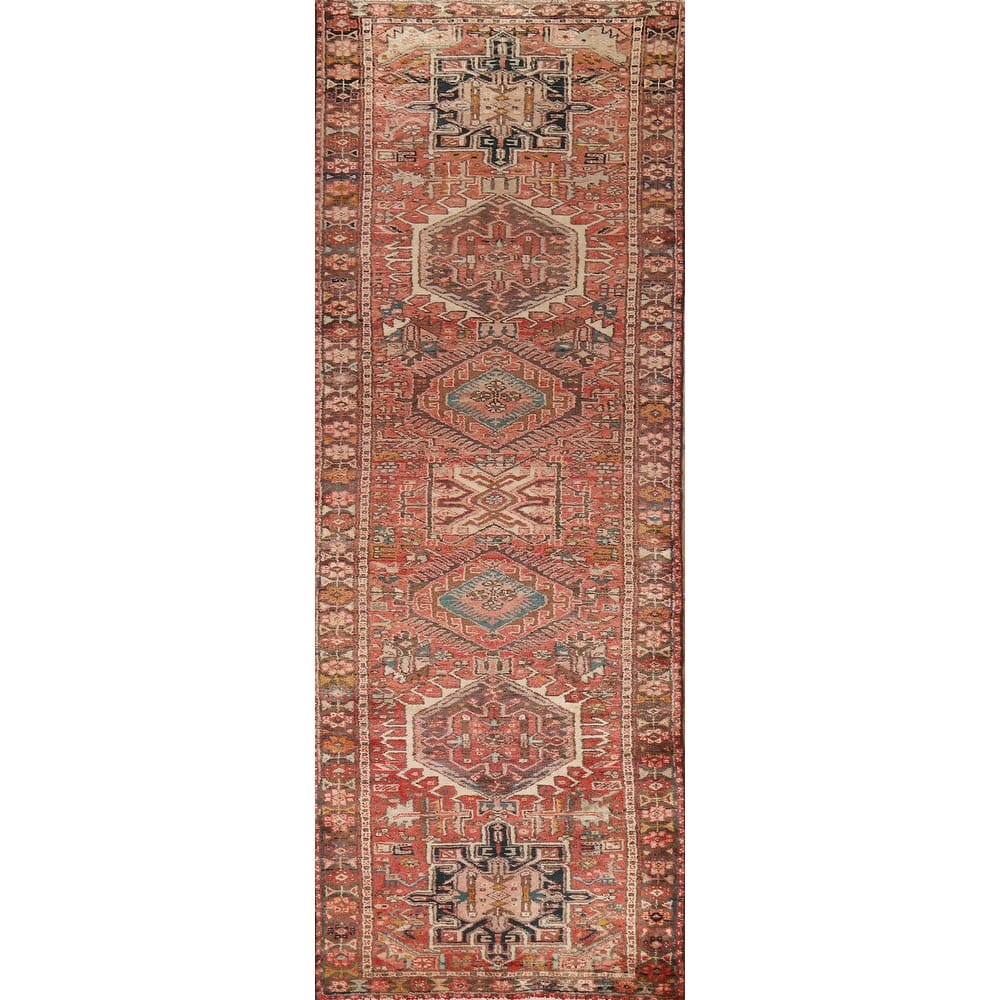 Tribal Geometric Gharajeh Persian Runner Rug Handmade Wool Carpet - 2'9"x 11'1"