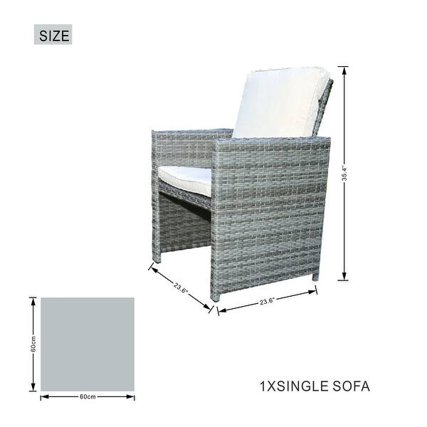 dimension image slide 3 of 4, 9-Piece Aluminum Dining Set with Tempered Glass Tabletop and Umbrella Hole