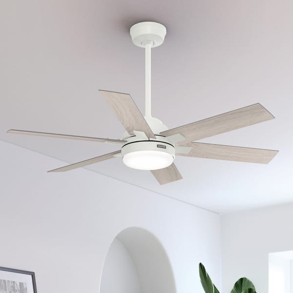slide 2 of 20, Hunter 52" Georgetown ENERGY STAR® Ceiling Fan w/ LED Light, Remote - Contemporary - Easy Install! Fresh White