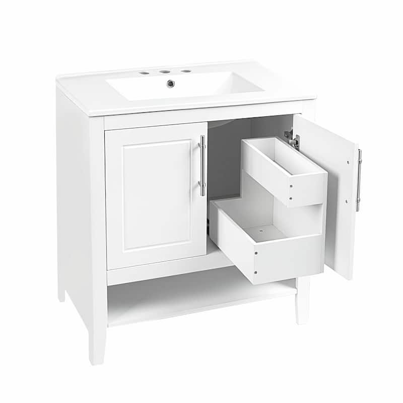30" Bathroom Vanity with Sink, Multi-functional Cabinet with Doors and Drawers