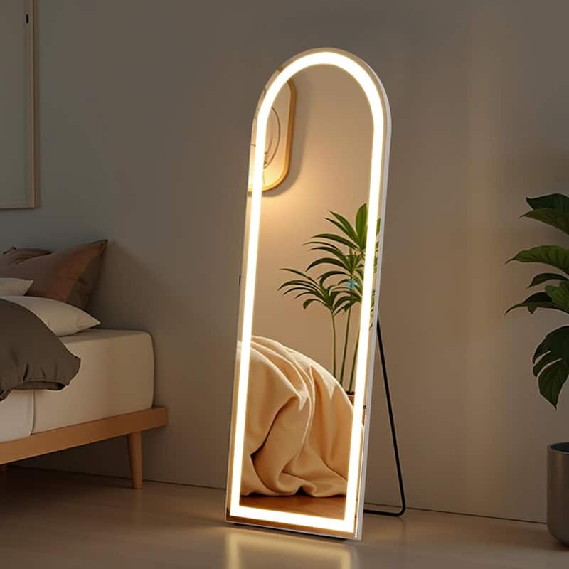 Arched Mirror Full Length with LED Lights, Hanging Mirror Wall Mounted Mirror, Full Body Mirror for Living Room - 63"L x 20"W