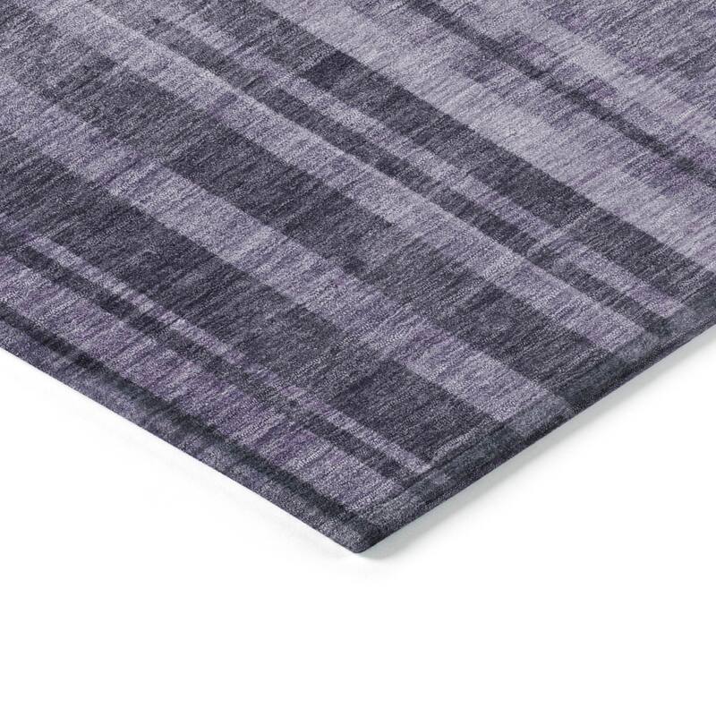 Machine Washable Indoor/ Outdoor Modern Stripes Chantille Rug