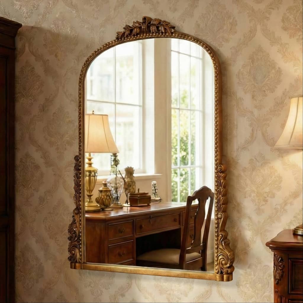 Vintage Gold Wall Mirror Baroque Decor - 39.4"×28.3"