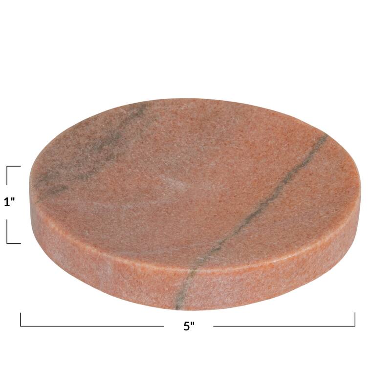 Marble Round Soapdish - 5.0"L x 5.0"W x 1.0"H