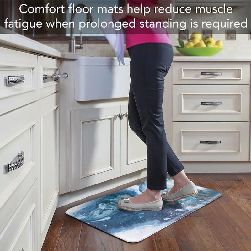 Highland Home Salty Waves 30” x 20” Decorative Vinyl Comfort Floor Mat Manufactured in The USA, Waterproof, Easy to Clean