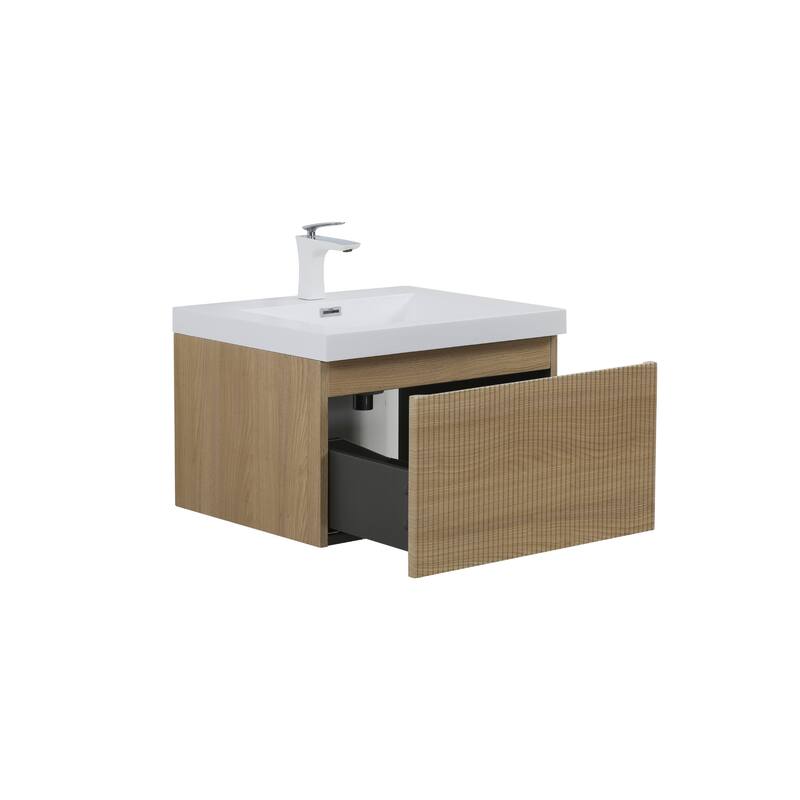 Wall Mounted Bathroom Vanity with Solid Surface Sink
