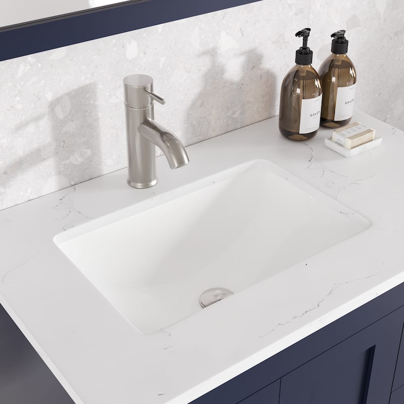 Eviva Happy 28"W Bath Vanity with Carrara Quartz Top