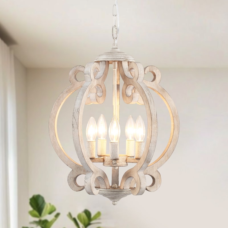 5-Light Candlestick Vintage Hanging Linear Chandelier Lighting for Kitchen Island