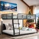 preview thumbnail 1 of 9, Full XL over Queen Metal Floor Bunk Bed, Black Black
