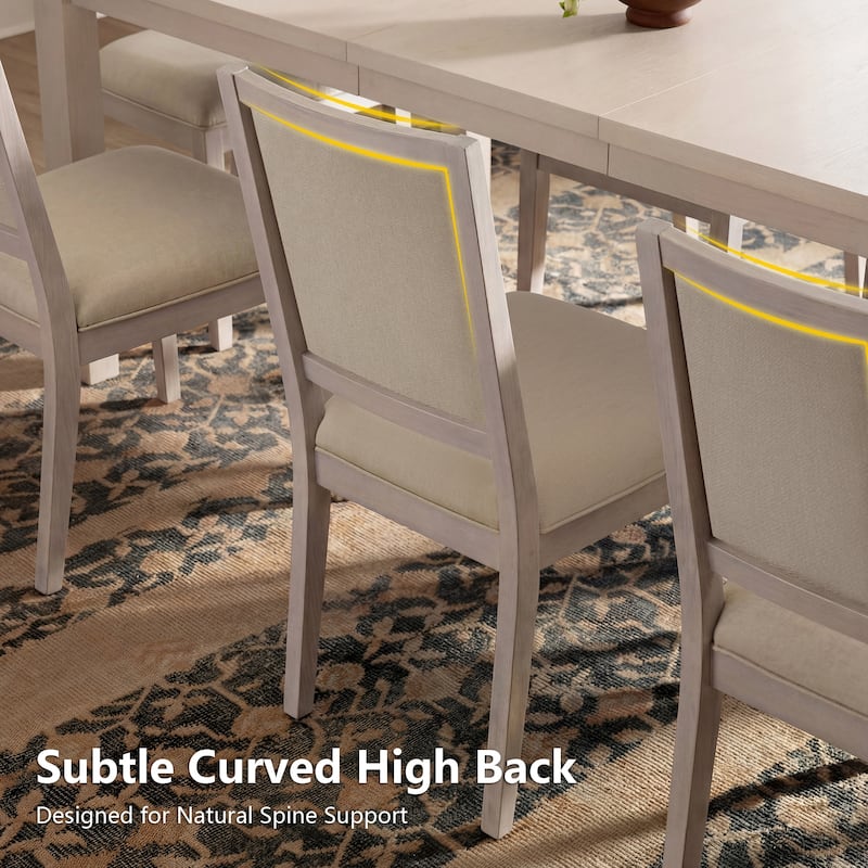 Modern Linen Cushioned Dining Chair, Fully Upholstered Accent Chair