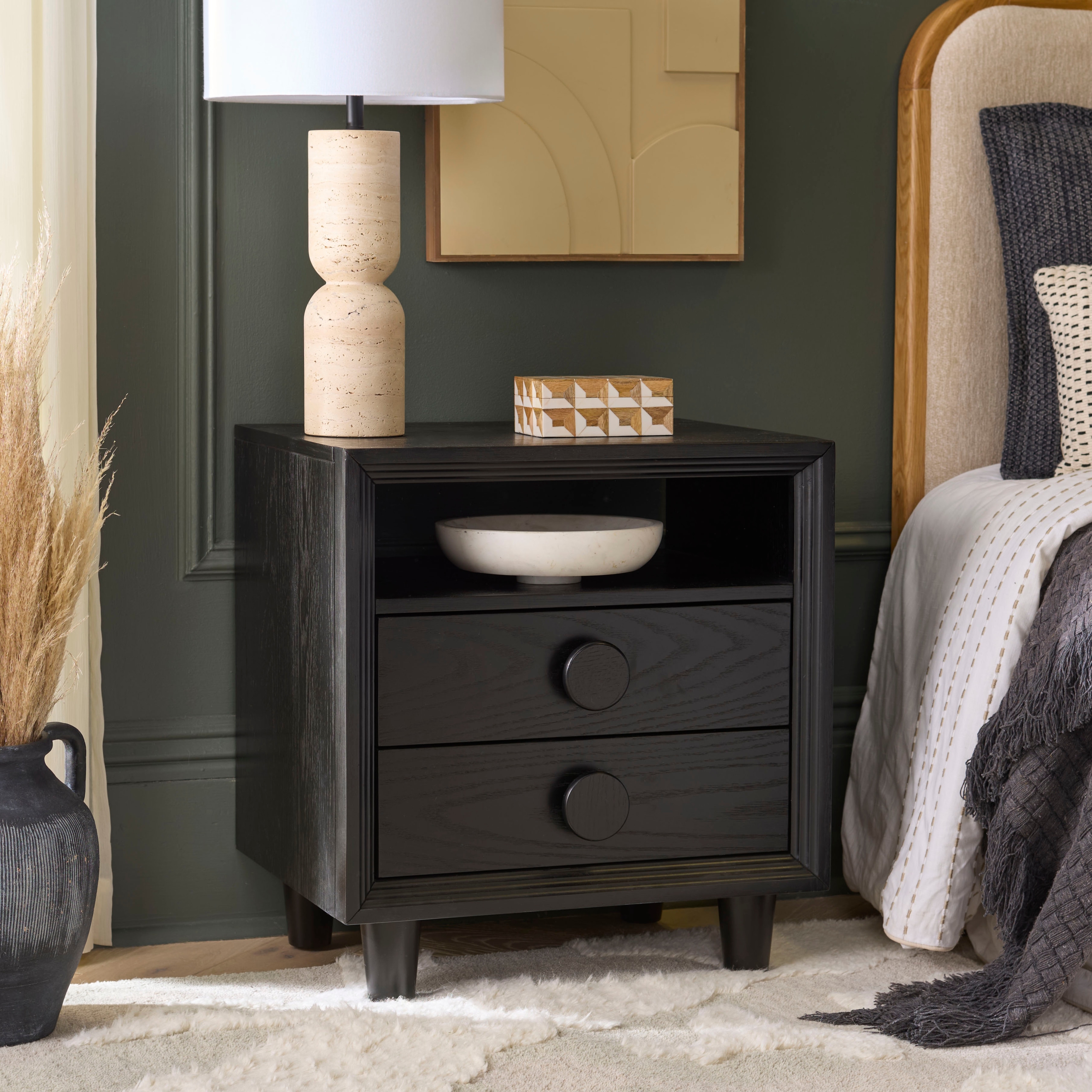 SAFAVIEH Akanksha 2-Drawer Nightstand Table, Bedside Storage