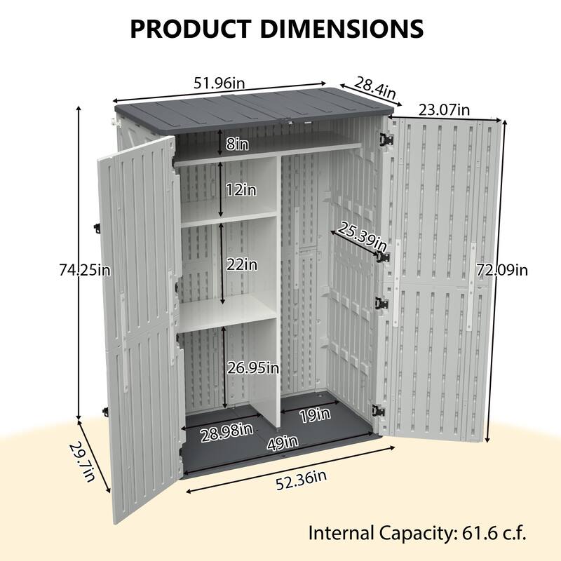 GDFStudio - Hayes Rust Proof Outdoor Equipment Storage for Backyards, Patio, Garden