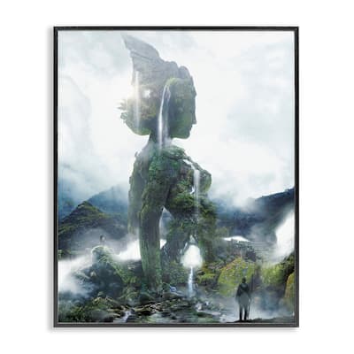 Stupell Mossy Nature Statue of Woman Framed Giclee Art Design By Barrett Biggers