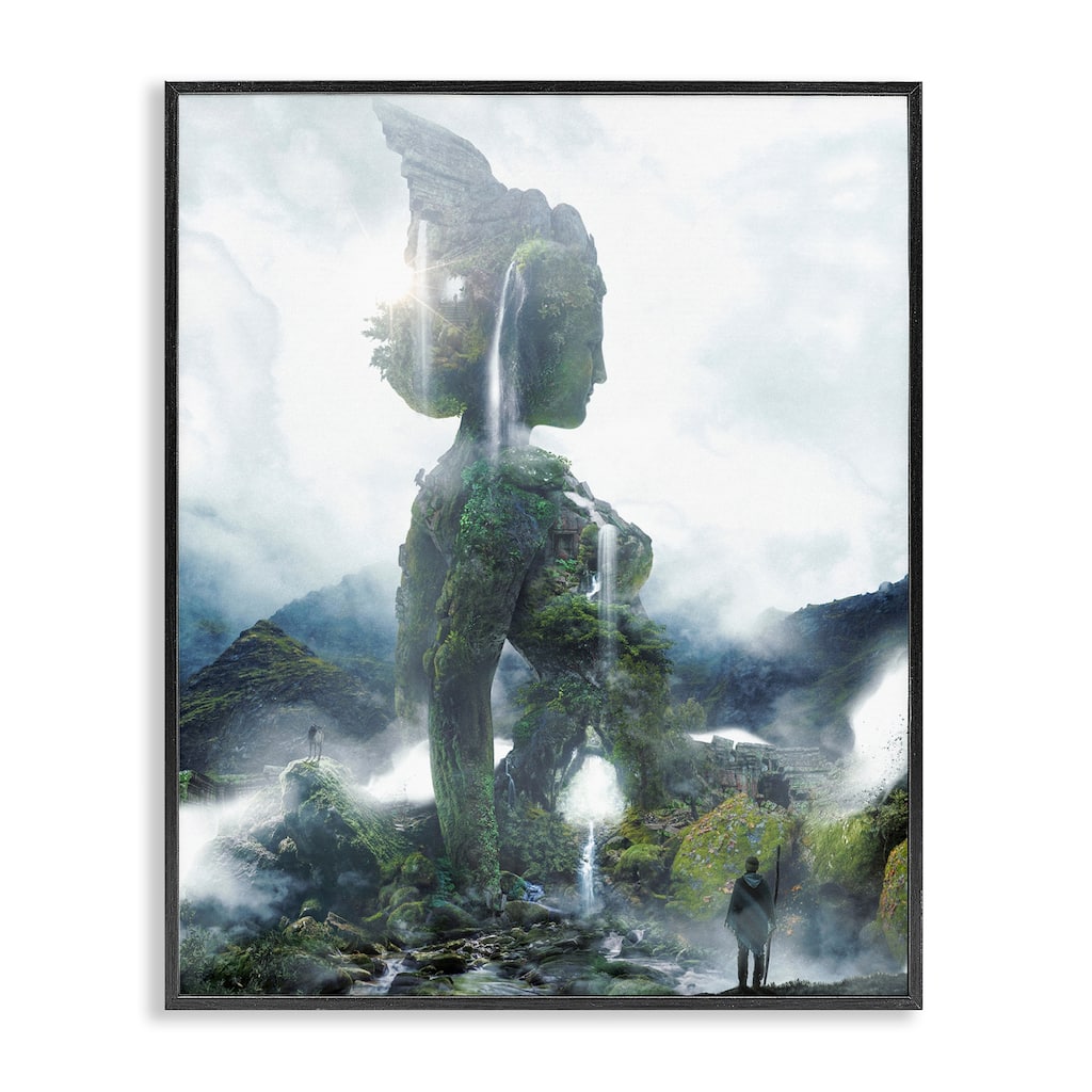 Stupell Mossy Nature Statue of Woman Framed Giclee Art Design By Barrett Biggers