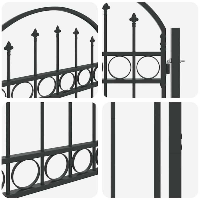 vidaXL Fence Gate Gray 39.4" x 49.2"/59.1"/68.9"/98.4" Powder-coated steel