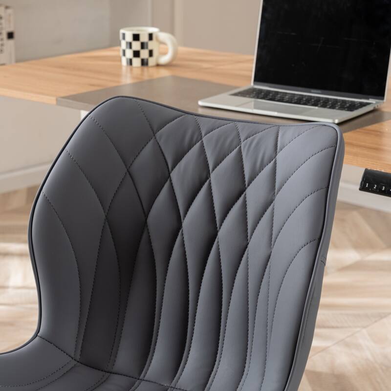 Faux Leather Office Chair with Wheels, Upholstered Task Chair