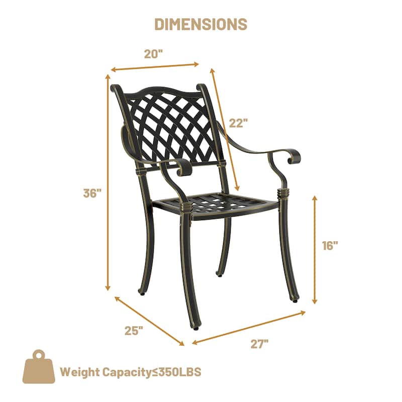Clihome Cast Aluminum Patio Dining Chairs (Set of 2)