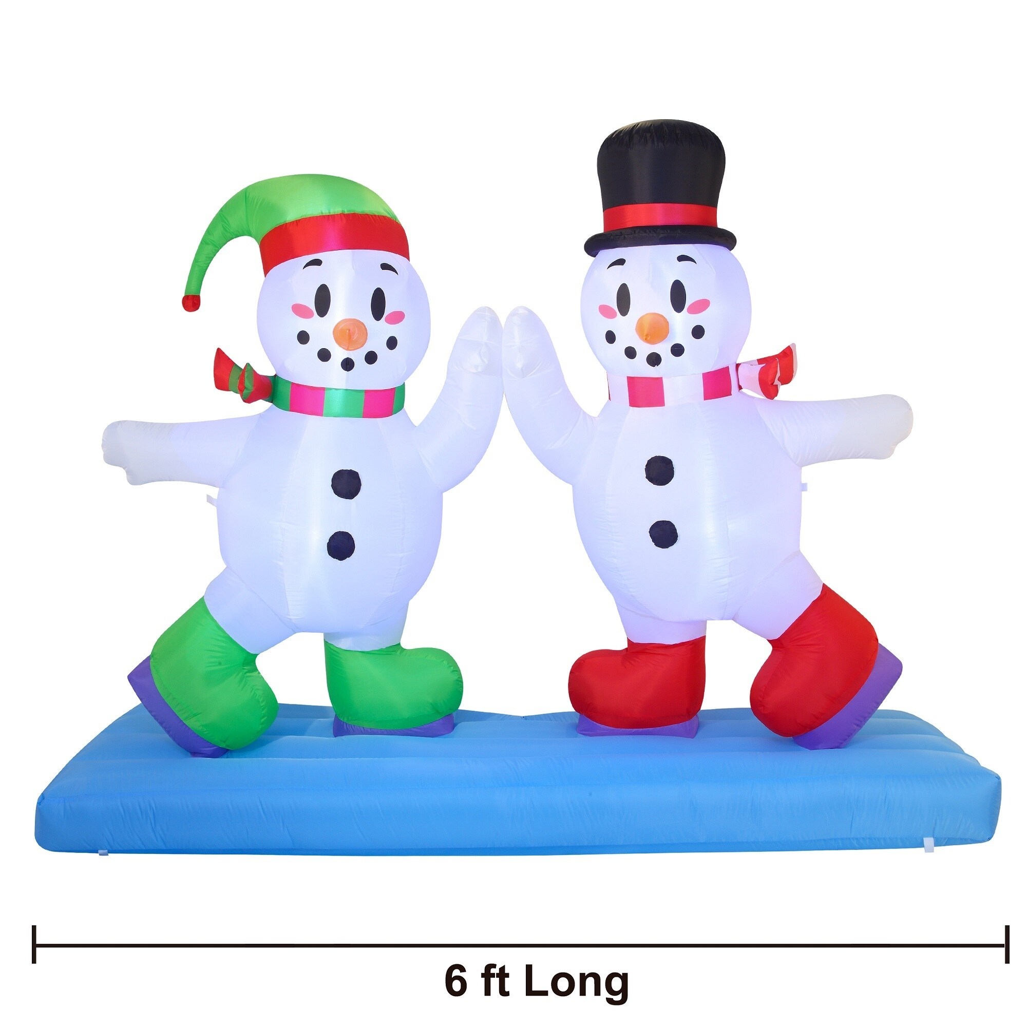 Joyfy 8 FT Christmas Inflatable Snowman, High Five Skating Snowmen