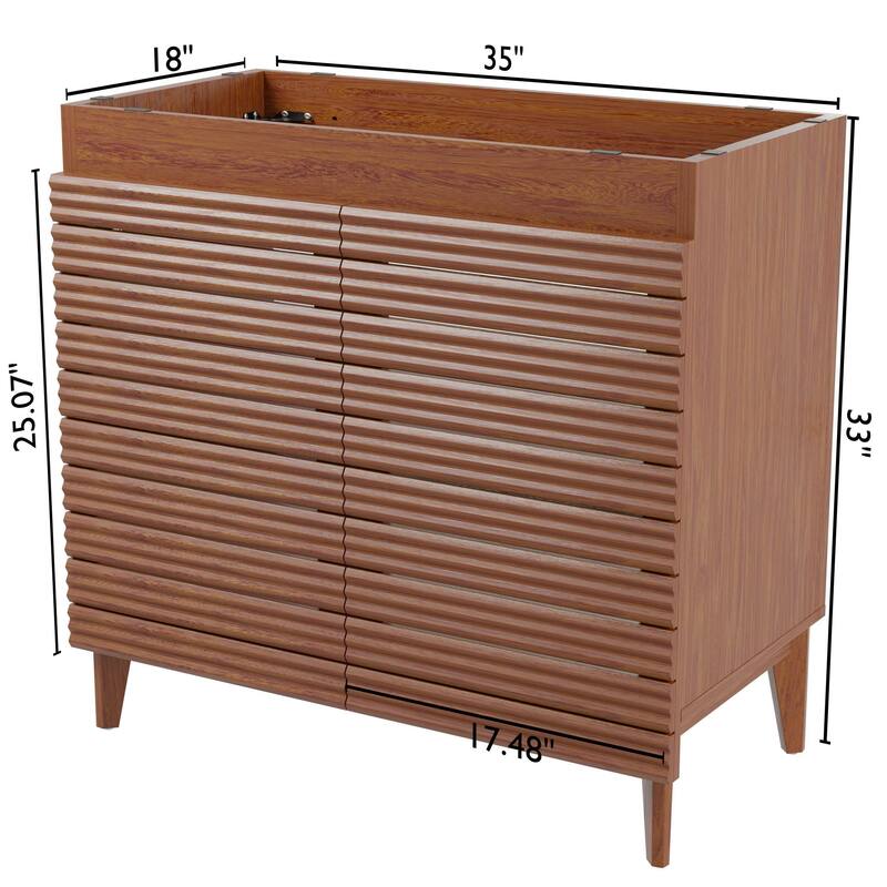 Javer Thin Linear Slat Modern Farmhouse 2-Shelf Bath Vanity Cabinet Only (Sink Basin not Included), by JONATHAN Y