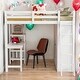preview thumbnail 1 of 16, Full Size Loft Bed With Wardrobe and Desk and Shelves,Sturdy Construction White