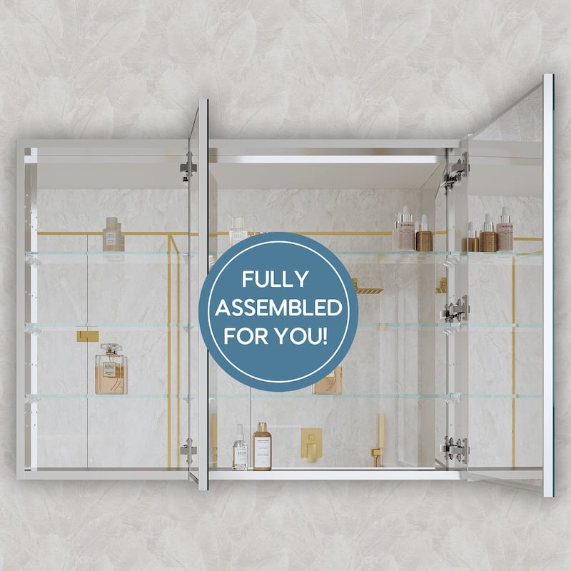 40''W X 30''H Recessed Or Surface Wall Mount Bathroom Medicine Cabinet With Adjustable Glass Shelves