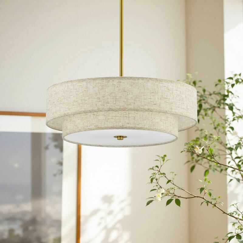 CO-Z 18 in 4-Light Dimmable Semi Flush Mount Fabric Ceiling Light Pendant - 18"
